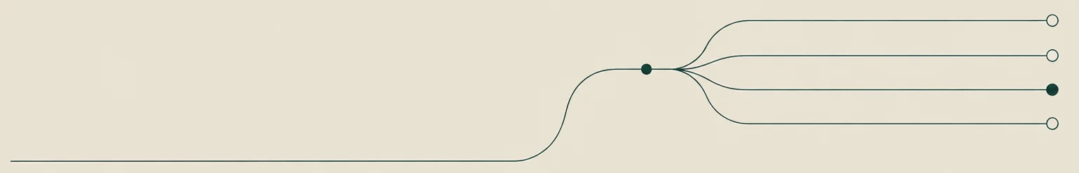 One line branching into a team